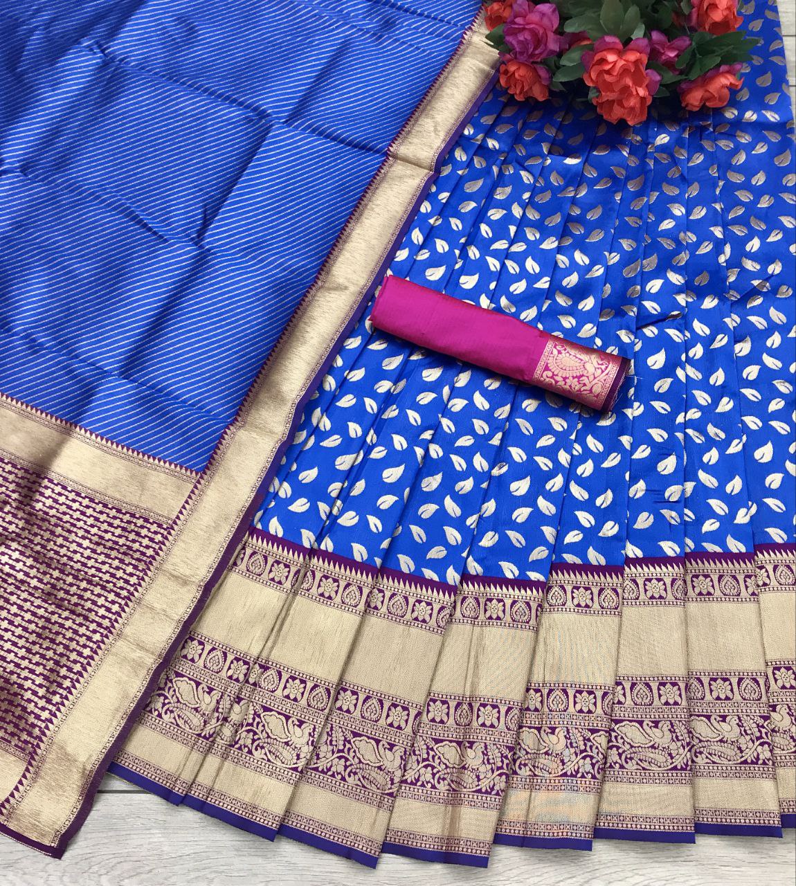 Traditional half saree lehenga with zari Border For Women