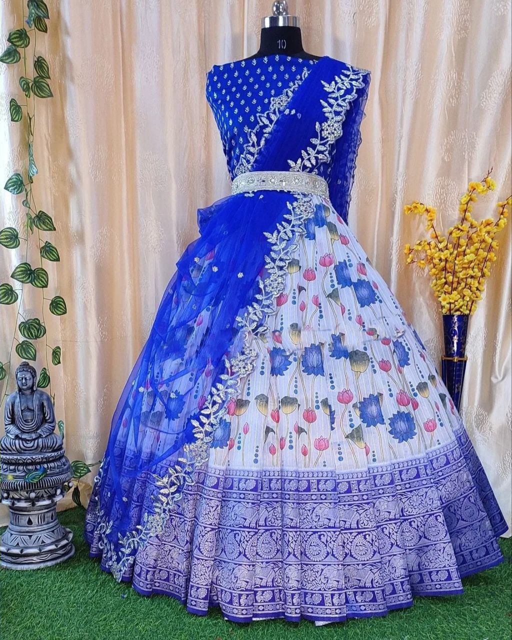 Pattu silk half saree lehenga choli with Blouse