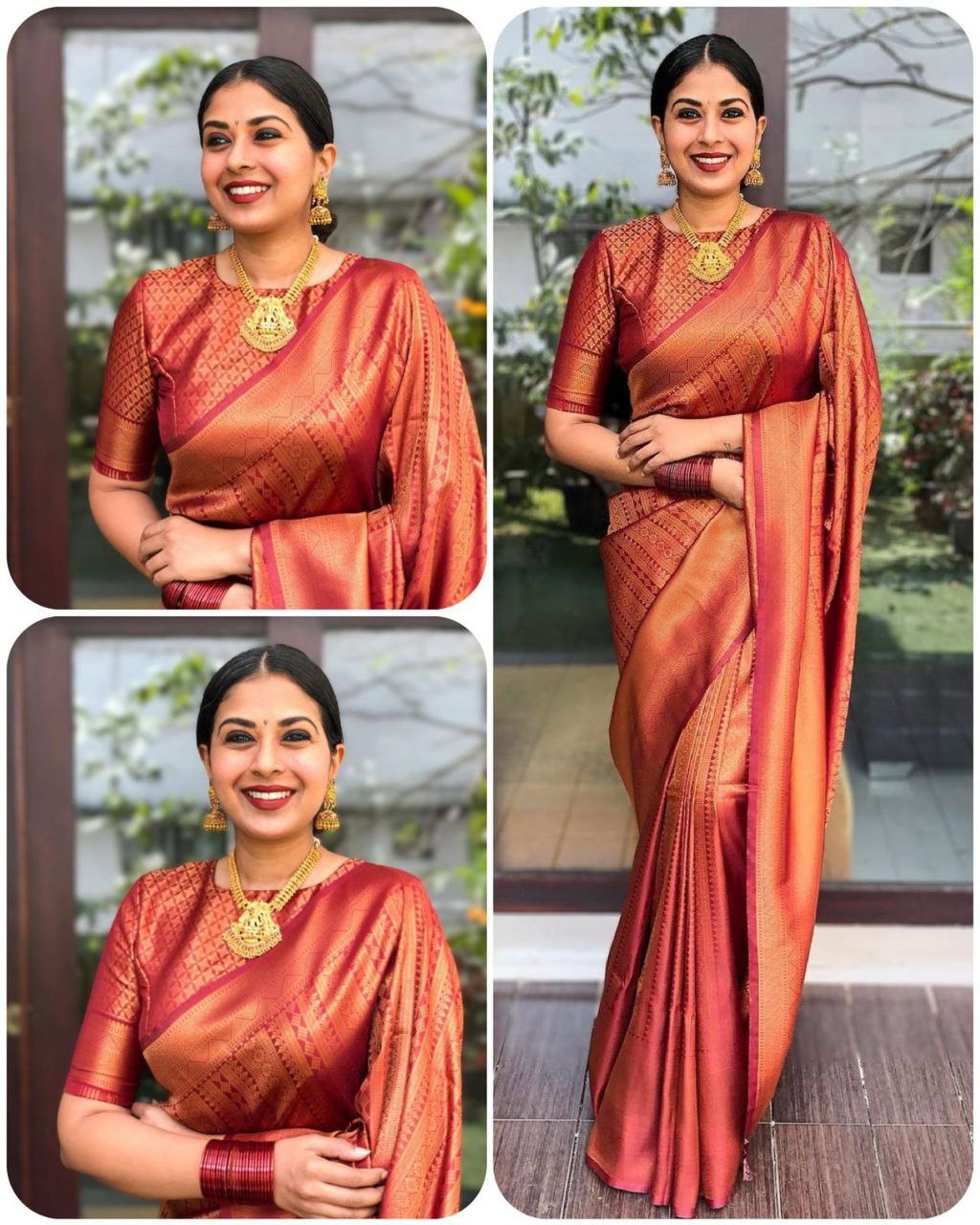 Designer Red Kanjeevaram Soft Silk Saree For Women