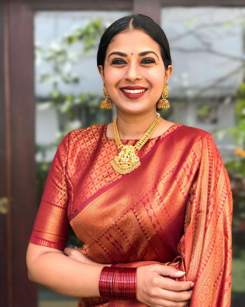 Designer Red Kanjeevaram Soft Silk Saree For Women