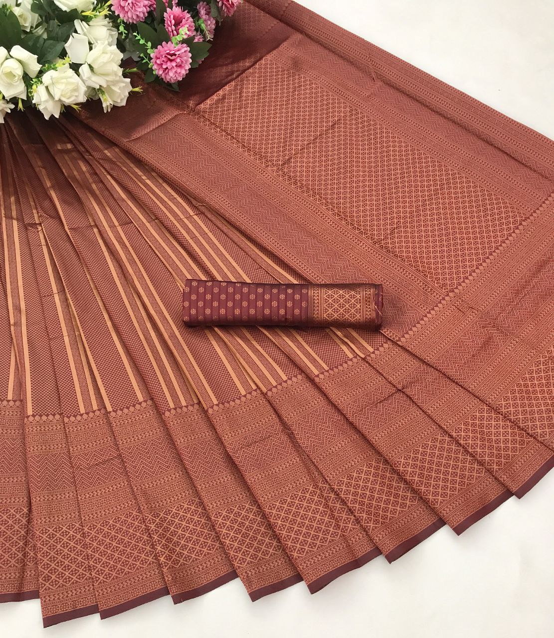 Designer Red Kanjeevaram Soft Silk Saree For Women