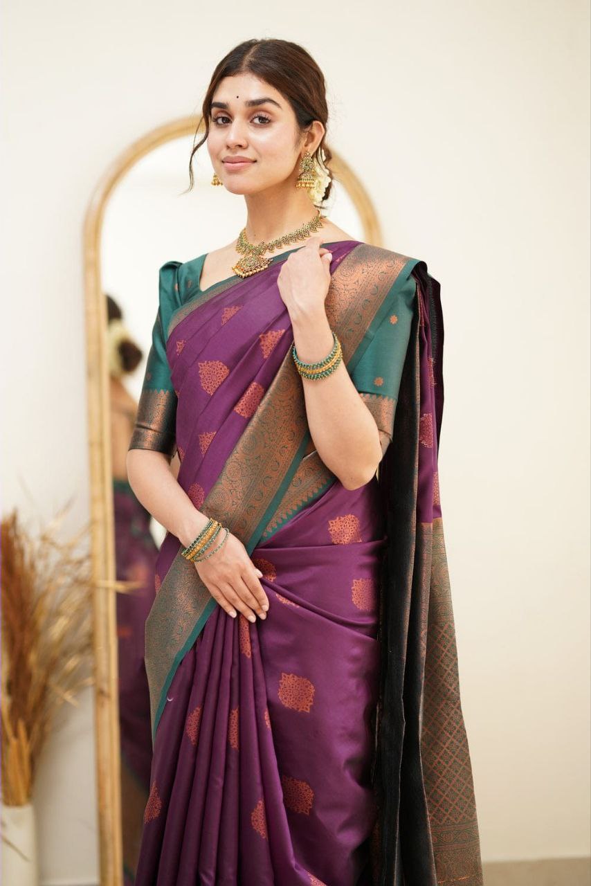 Function wear Printed Banarasi Silk Saree For Women