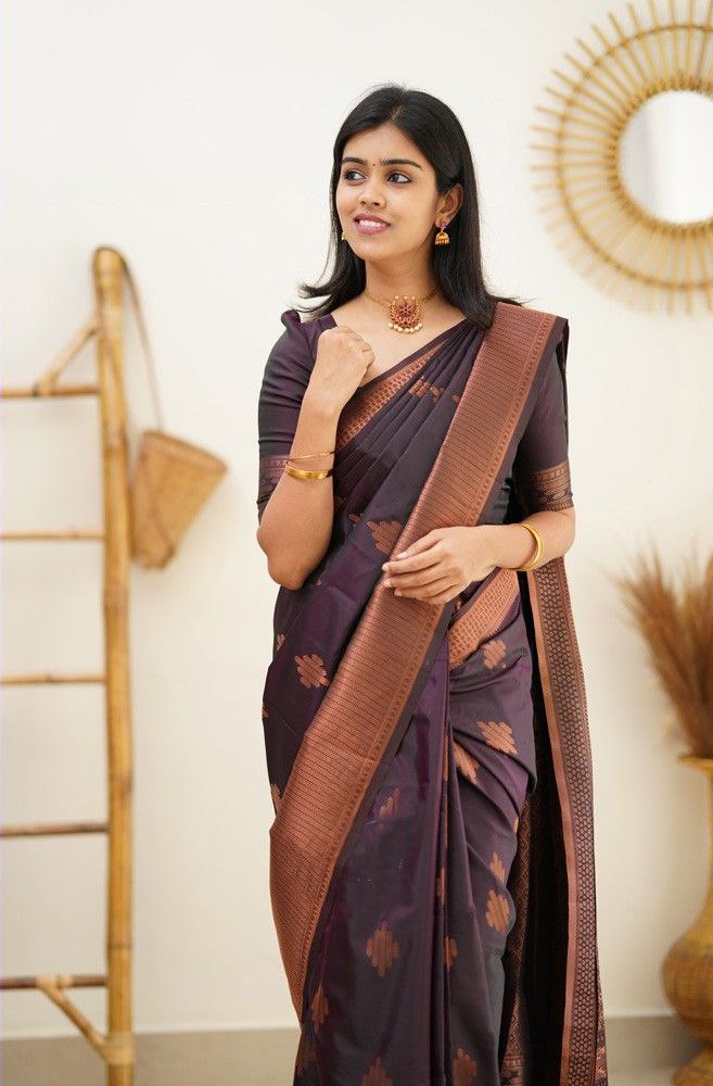 Awesome Wine Color Silk Saree For Women