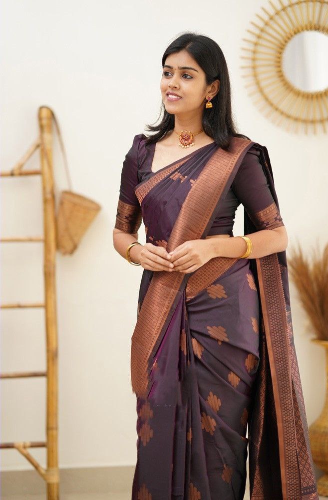 Wine Colour Designer Kanjivaram Silk Saree For Women