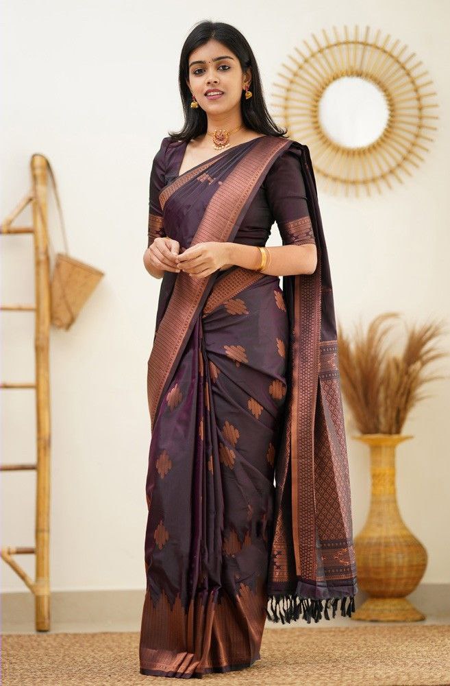 Awesome Wine Color Silk Saree For Women