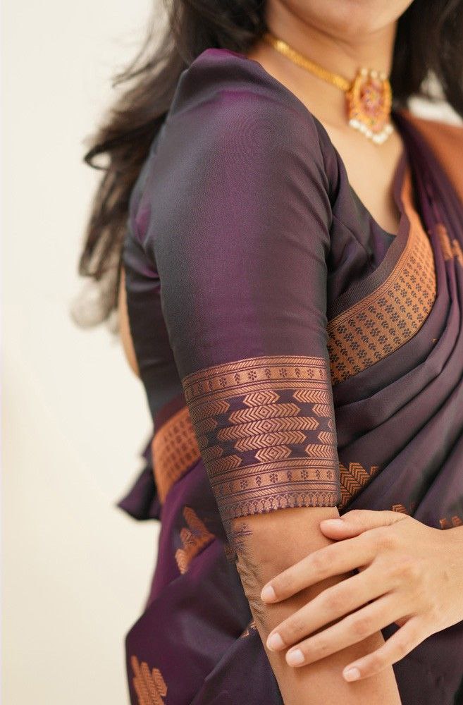 Wine Colour Designer Kanjivaram Silk Saree For Women