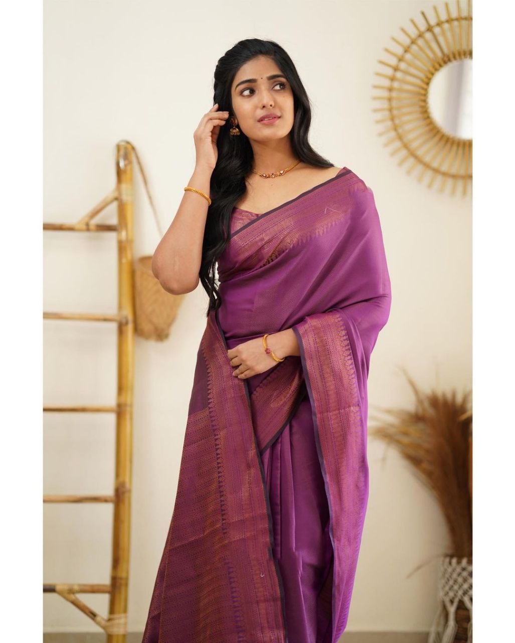 Party Wear Pattu Silk Magenta Saree With Blouse