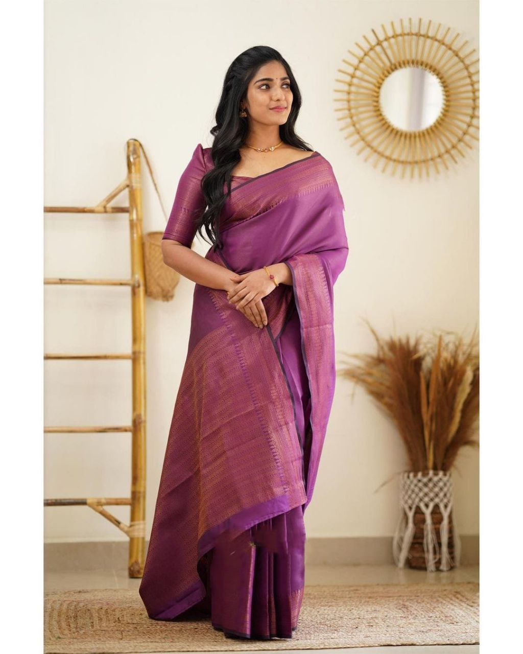 Party Wear Pattu Silk Magenta Saree With Blouse