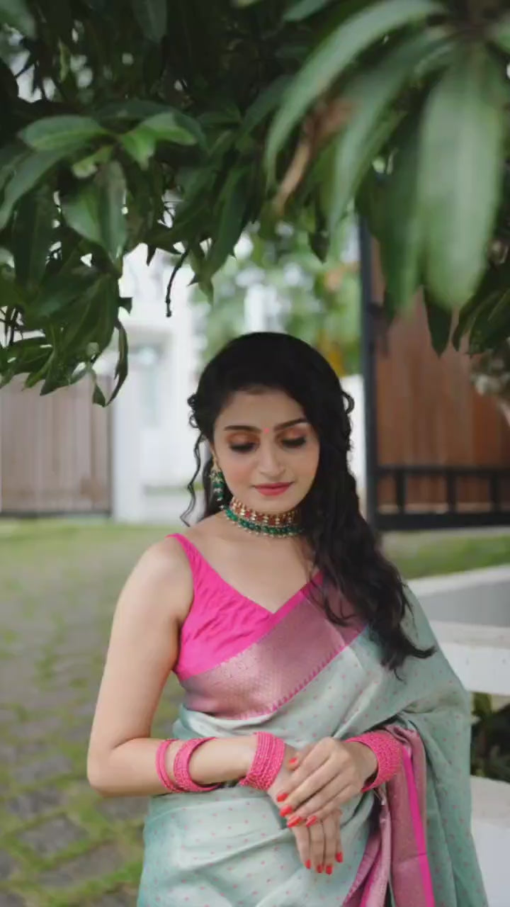 Blue Pink Traditional Pure Silk Saree For Women