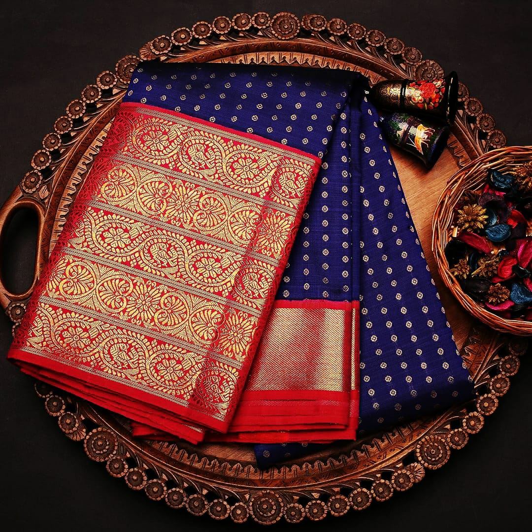 Bollywood Design Blue and Red Saree For Women