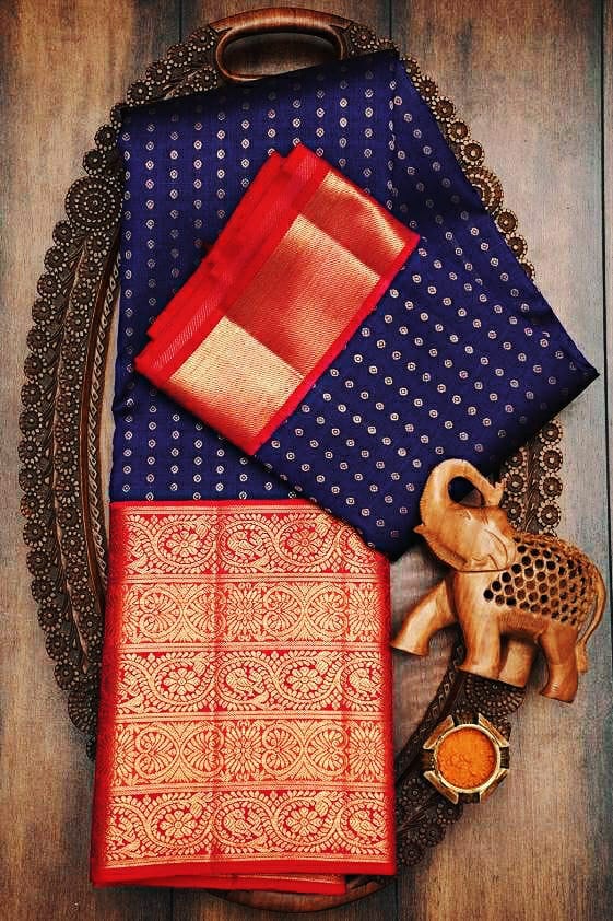 Bollywood Design Blue and Red Saree For Women