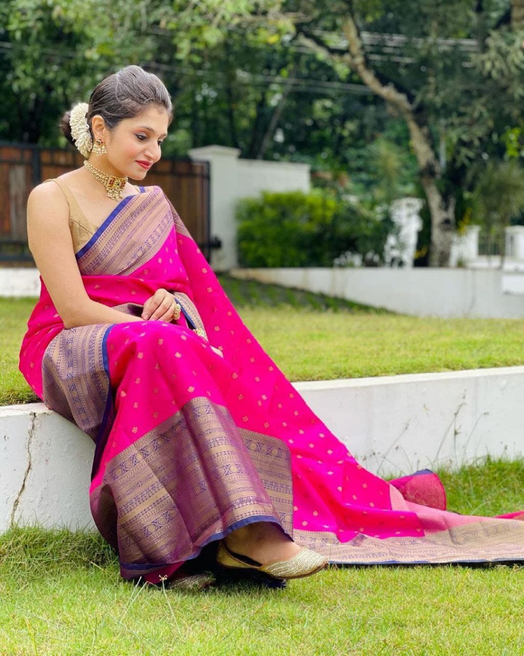 Pink HandWoven Kanjeevaram Saree for women