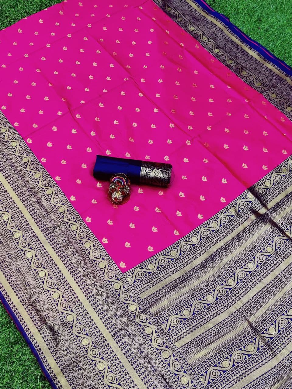 Pure Pink Hand Woven Kanjeevaram Saree for women