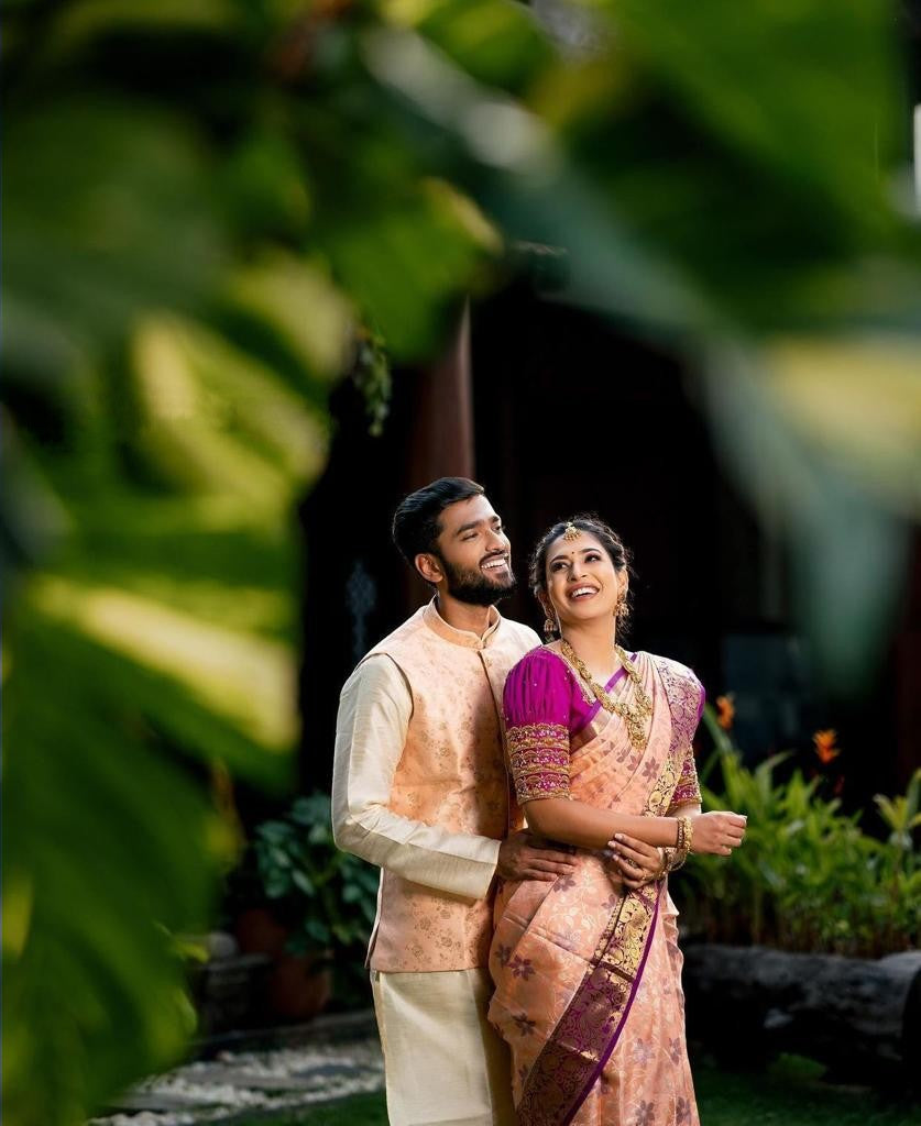 Pink Kanjivarm saree for women wedding and Partywear