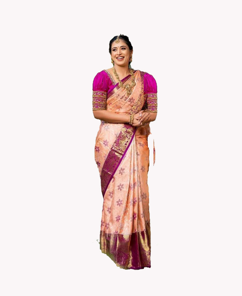 Latest Kanchipuram Saree for wedding Tredtional Most Selling ( PInk )