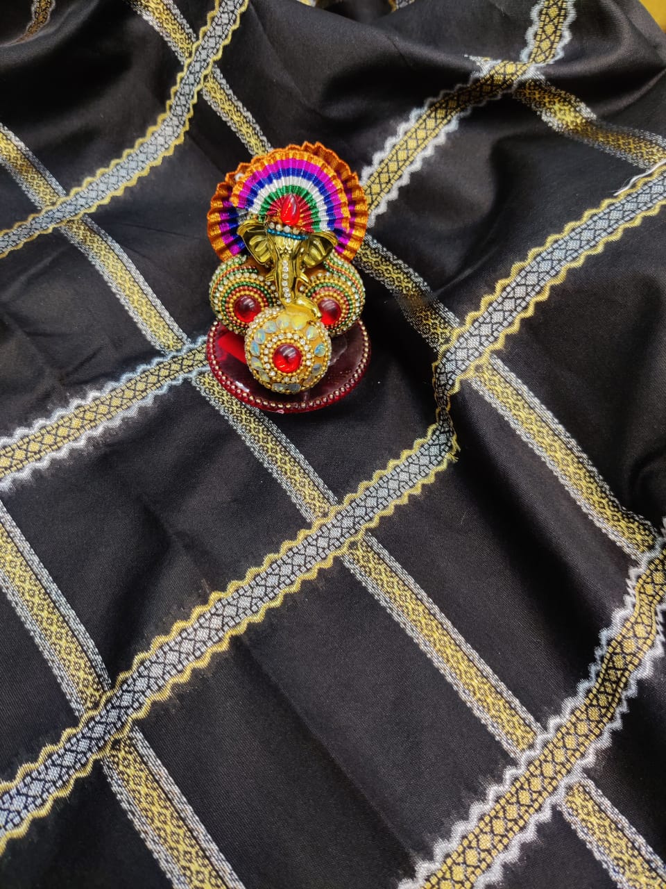 Black Checks Kanjivaram Sadi for wedding and party || Rooprekha