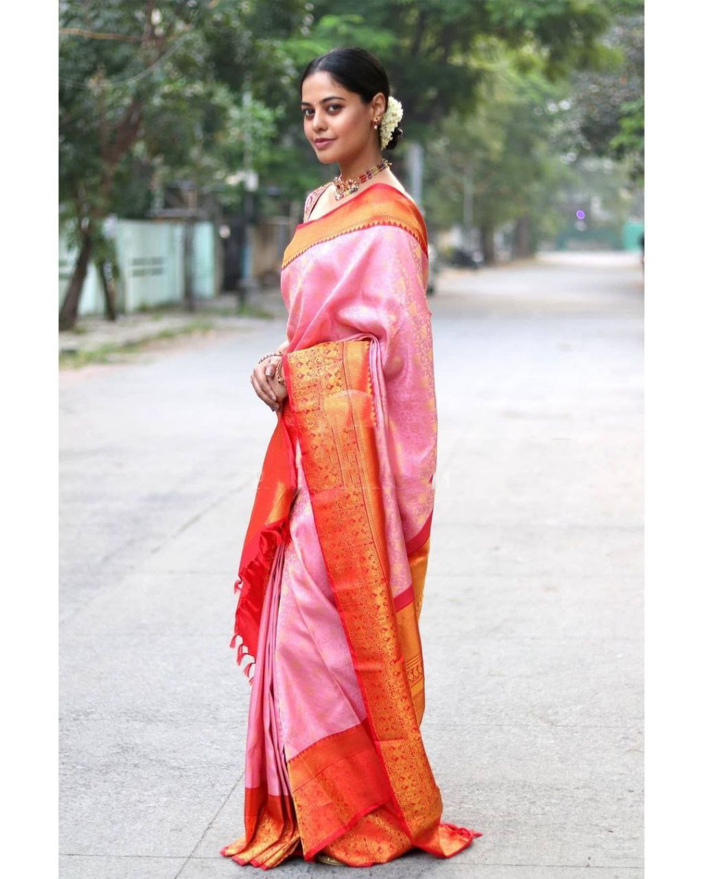 Pure Pink ToP most Selling Pink Kanjeevaran Saree for women