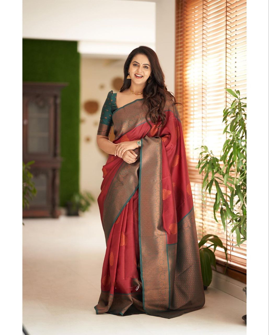  Silk Kanjivaram Maroon saree for wedding 