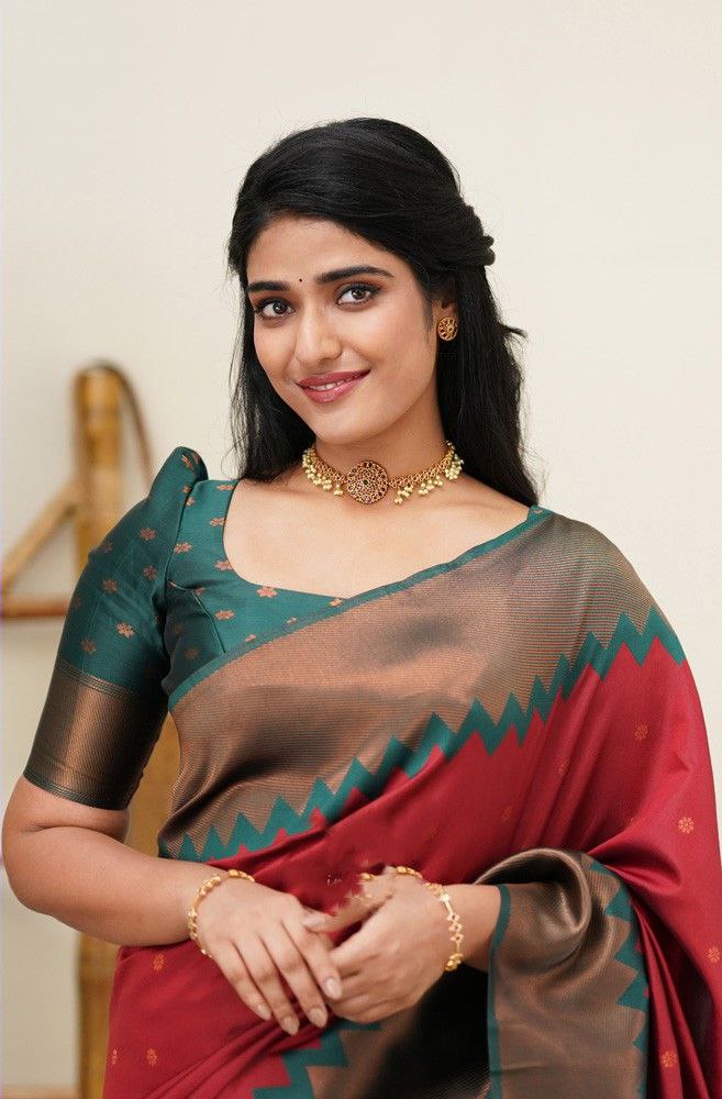 new Pure Red Kanjivarm sari for women