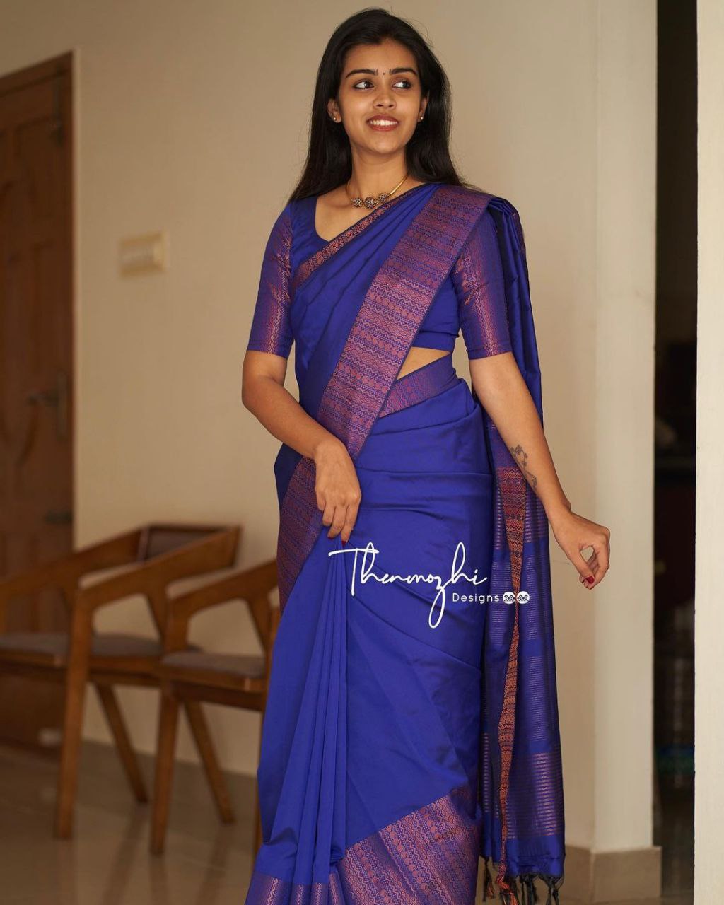 Pure Silk Blue Kanjivarm Kanchipuram saree for women