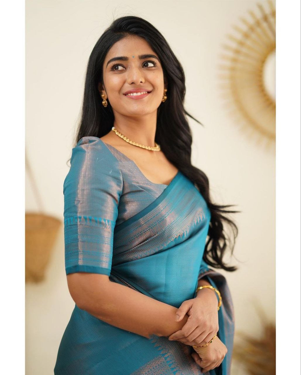 Pure Silk Blue Kanjivarm Kanchipuram saree for women