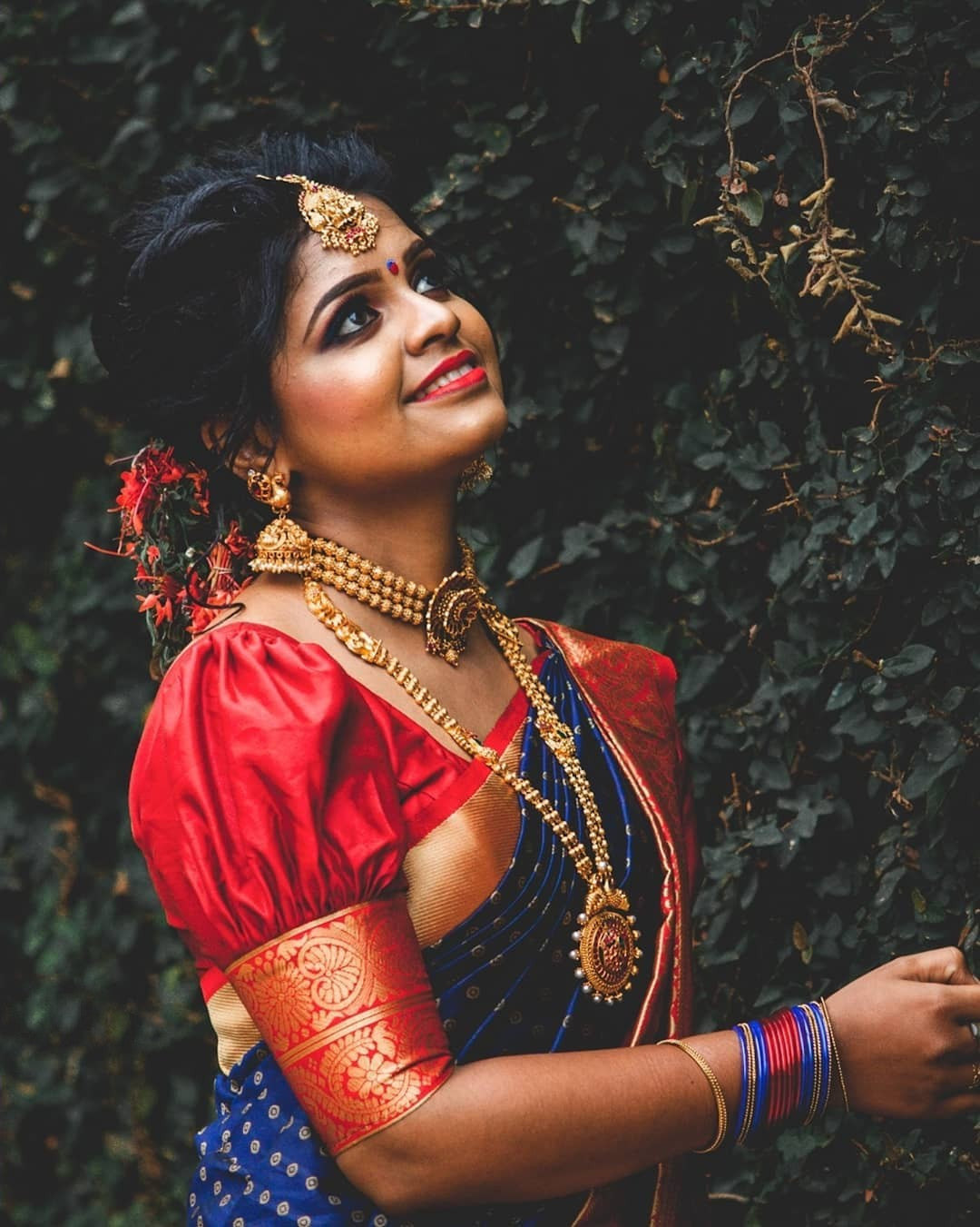 Bollywood Design Blue and Red Saree For Women