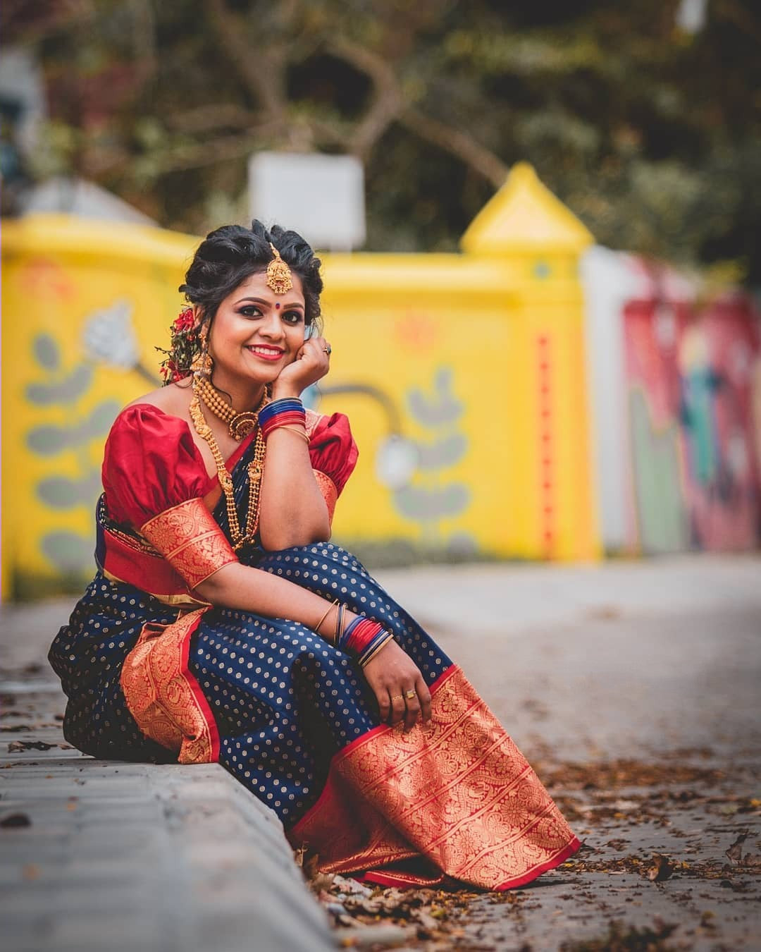 Bollywood Design Blue and Red Saree For Women