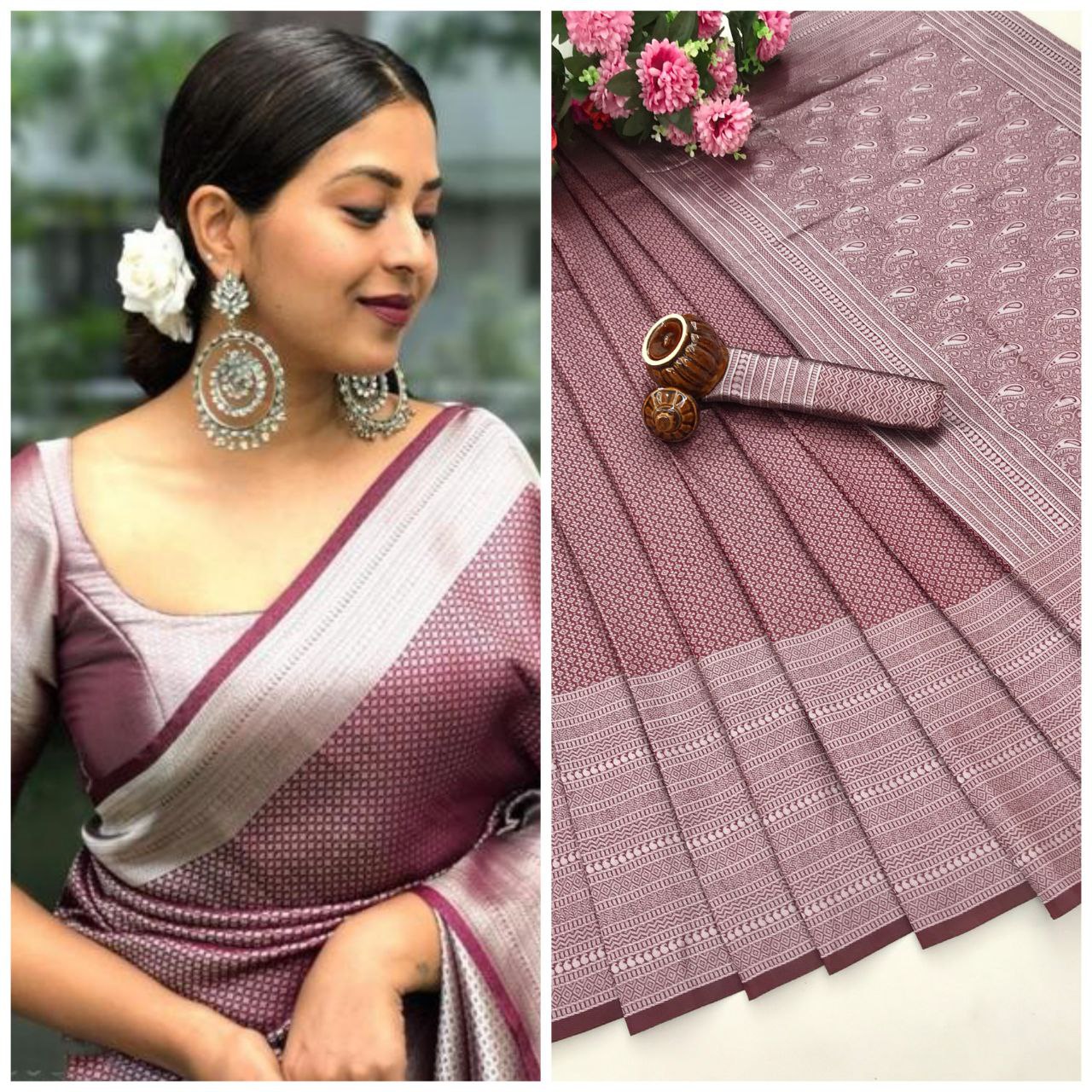 Partywear Printed Banarasi Pure Silk Saree For Women