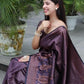 Dark Purple Wedding Wear Saree in Banarasi Silk