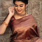 Brown Banarasi Coffee Coloured Soft Silk Saree With Copper Zari Work