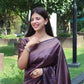 Dark Purple Wedding Wear Saree in Banarasi Silk