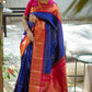 Wedding Blue Golden Kanjivaram Silk Saree For Women