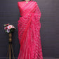 Bollywood Style Butterfly Net Saree With Lace Work For Women