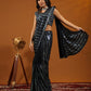 Silver Black Pure Georgette Sequins Partywear Saree For Women