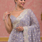 Grey Silk Organza Designer Saree For Women