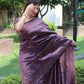 Dark Purple Wedding Wear Saree in Banarasi Silk