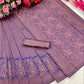 Dark Purple Wedding Wear Saree in Banarasi Silk