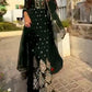 Dark Green Designer Long Suit Palazzo Set With Dupatta