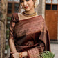 Brown Banarasi Coffee Coloured Soft Silk Saree With Copper Zari Work