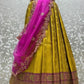 Mustard Pink Half Saree Lehenga Choli with Net Dupatta