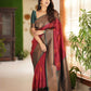 Maroon Designer Silk Saree with Unstitched Blouse