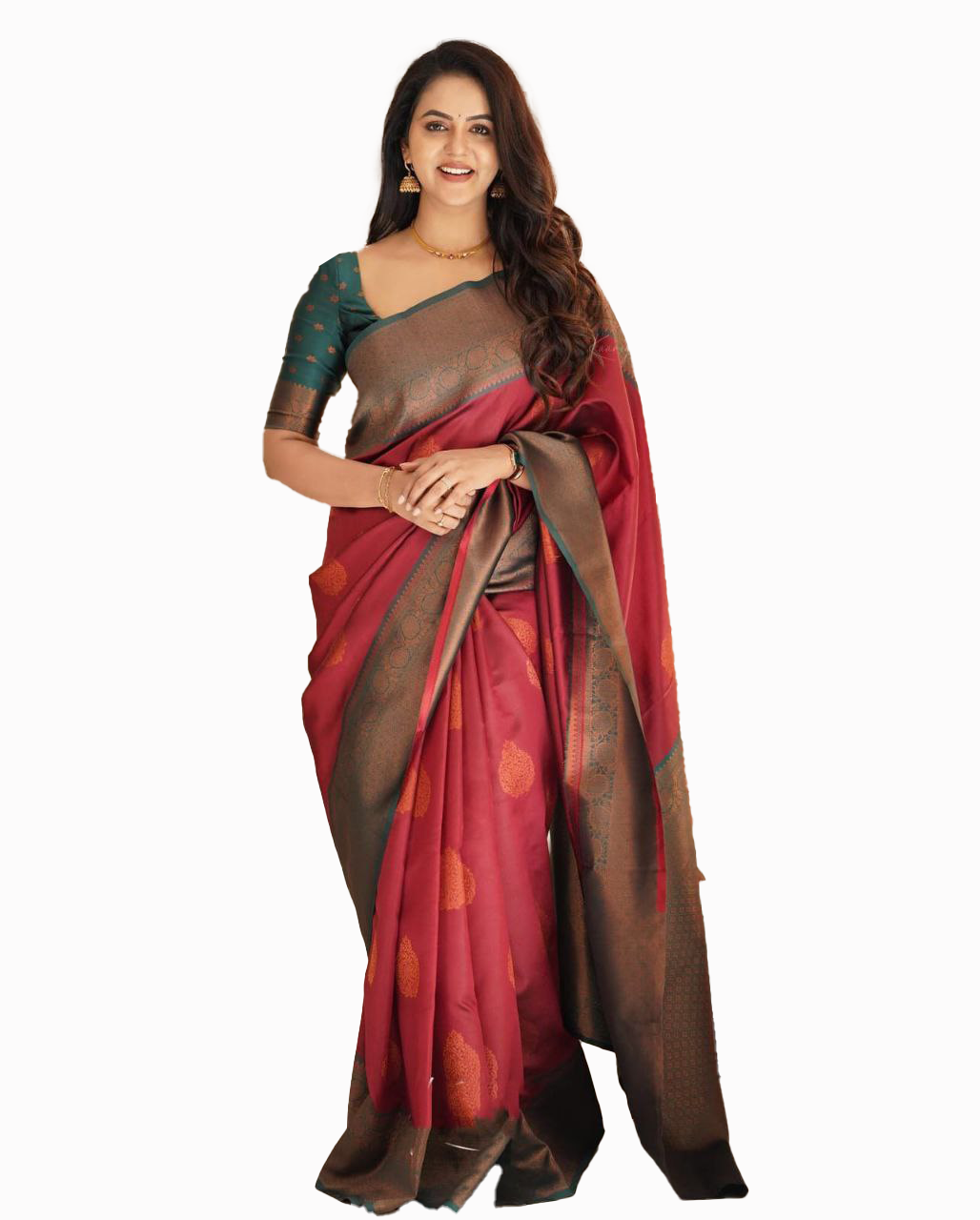 Maroon Designer Silk Saree with Unstitched Blouse