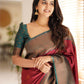 Maroon Designer Silk Saree with Unstitched Blouse