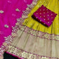 Mustard Pink Half Saree Lehenga Choli with Net Dupatta