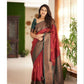 Maroon Designer Silk Saree with Unstitched Blouse