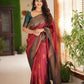 Maroon Designer Silk Saree with Unstitched Blouse