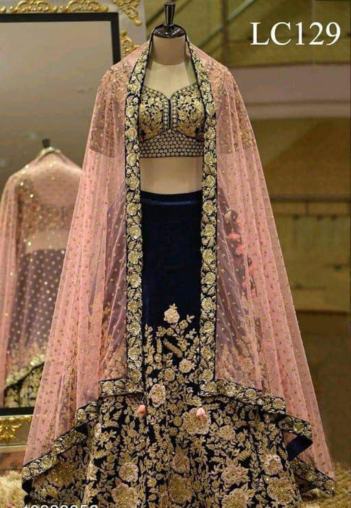 Designer Navy Blue Lehenga Choli For Wedding wear