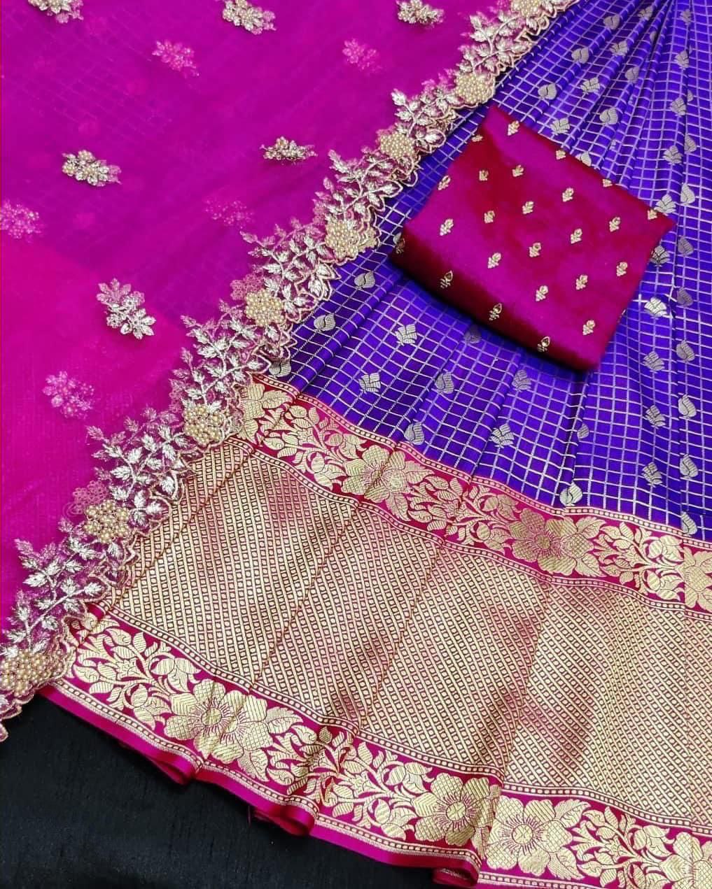 Purple Half Saree Lehenga Choli with Net Dupatta
