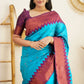 Light Blue Color Wedding wear Printed Silk Saree