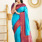 Light Blue Color Wedding wear Printed Silk Saree